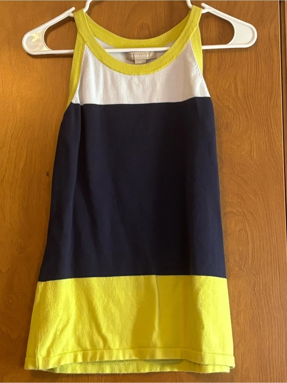 Banana Republic Colorblock Tank Mini Dress - Navy, White & Lime - Medium